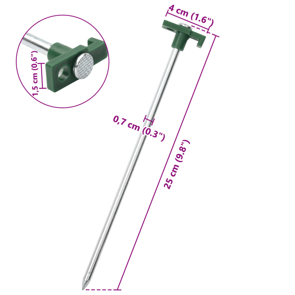 vidaXL Tent Pegs 12 pcs 25 cm 7 mm Galvanised Steel and PP