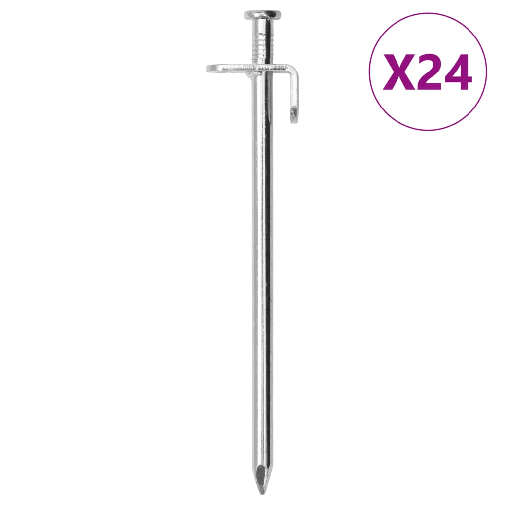 vidaXL Tent Pegs 24 pcs 19.5 cm 8 mm Galvanised Steel