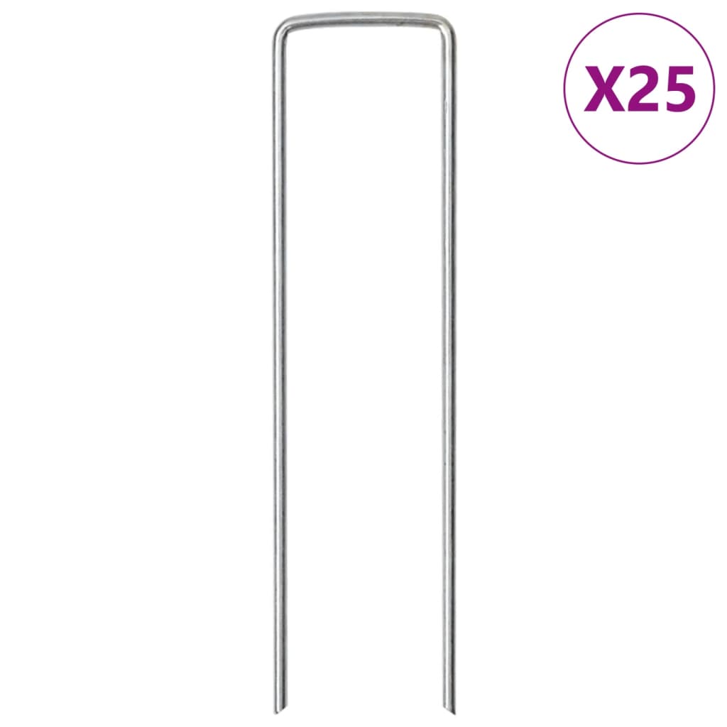 Ground Pegs U Shape 25 pcs 15x3.5 cm Galvanised steel