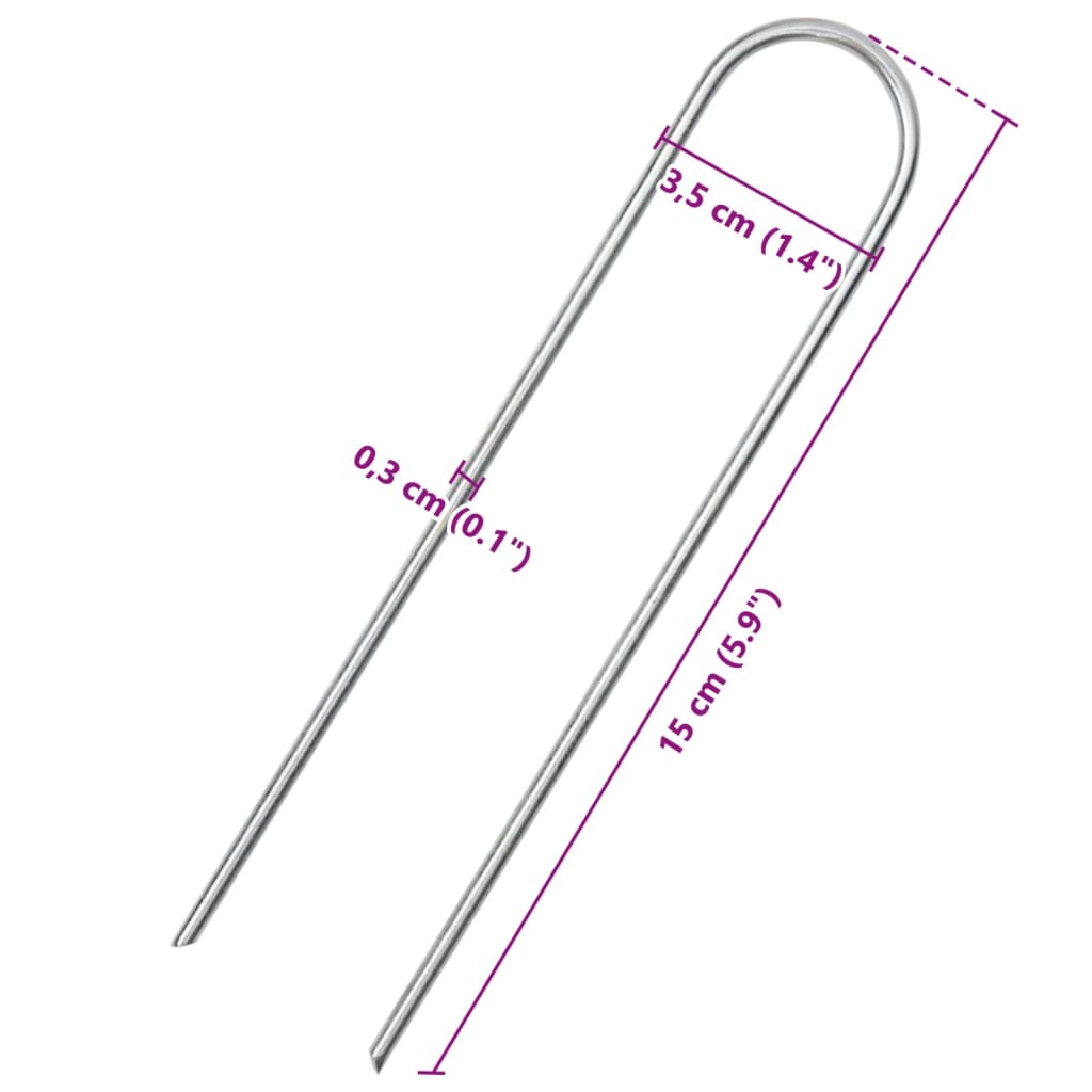 Ground Pegs U Shape 50 pcs 15x3.5 cm Galvanised steel