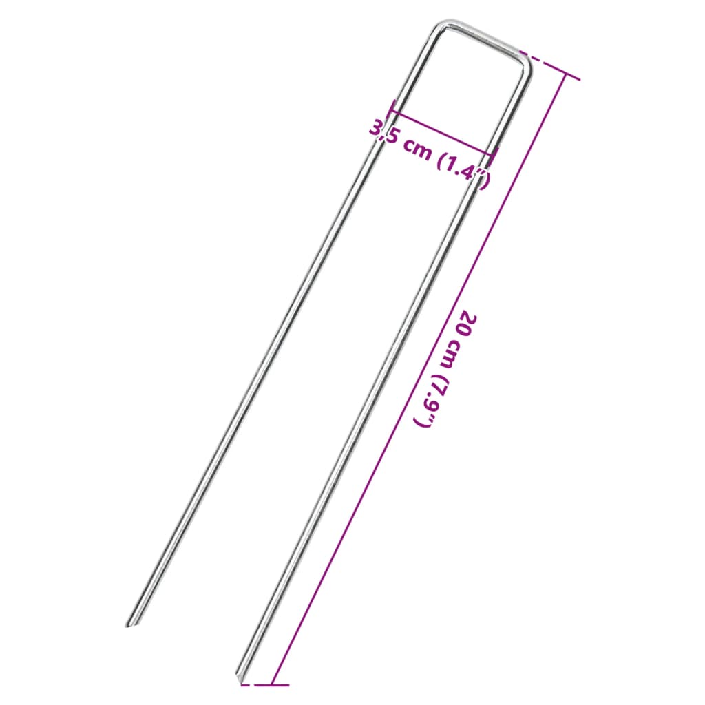 vidaXL Ground Pegs U Shape 50 pcs 20x3.5 cm Galvanised steel