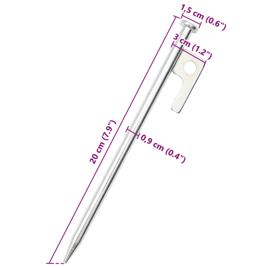 vidaXL Tent Pegs 24 pcs 20 cm 9 mm Galvanised Steel