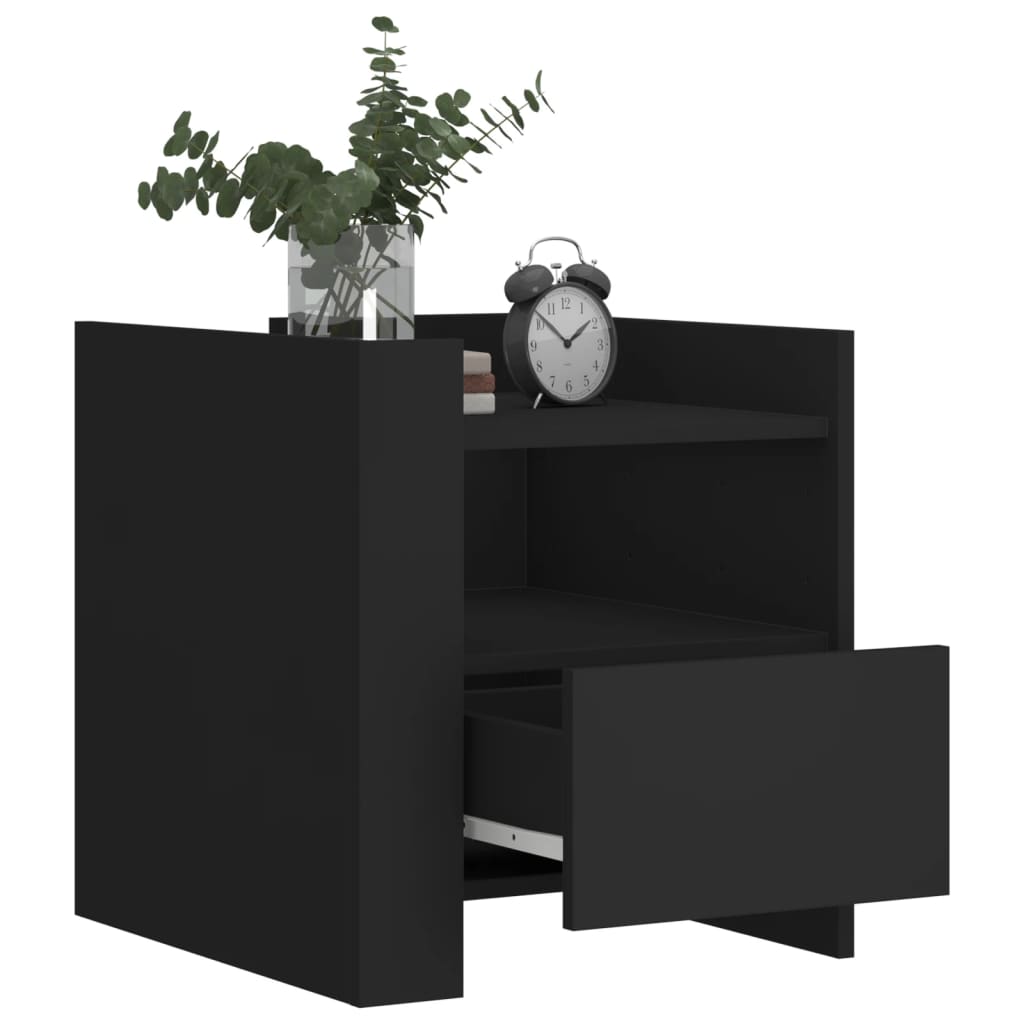 vidaXL Bedside Cabinet Black 45x50x50 cm Engineered Wood