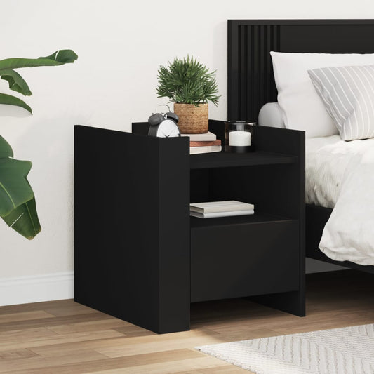 vidaXL Bedside Cabinet Black 45x50x50 cm Engineered Wood