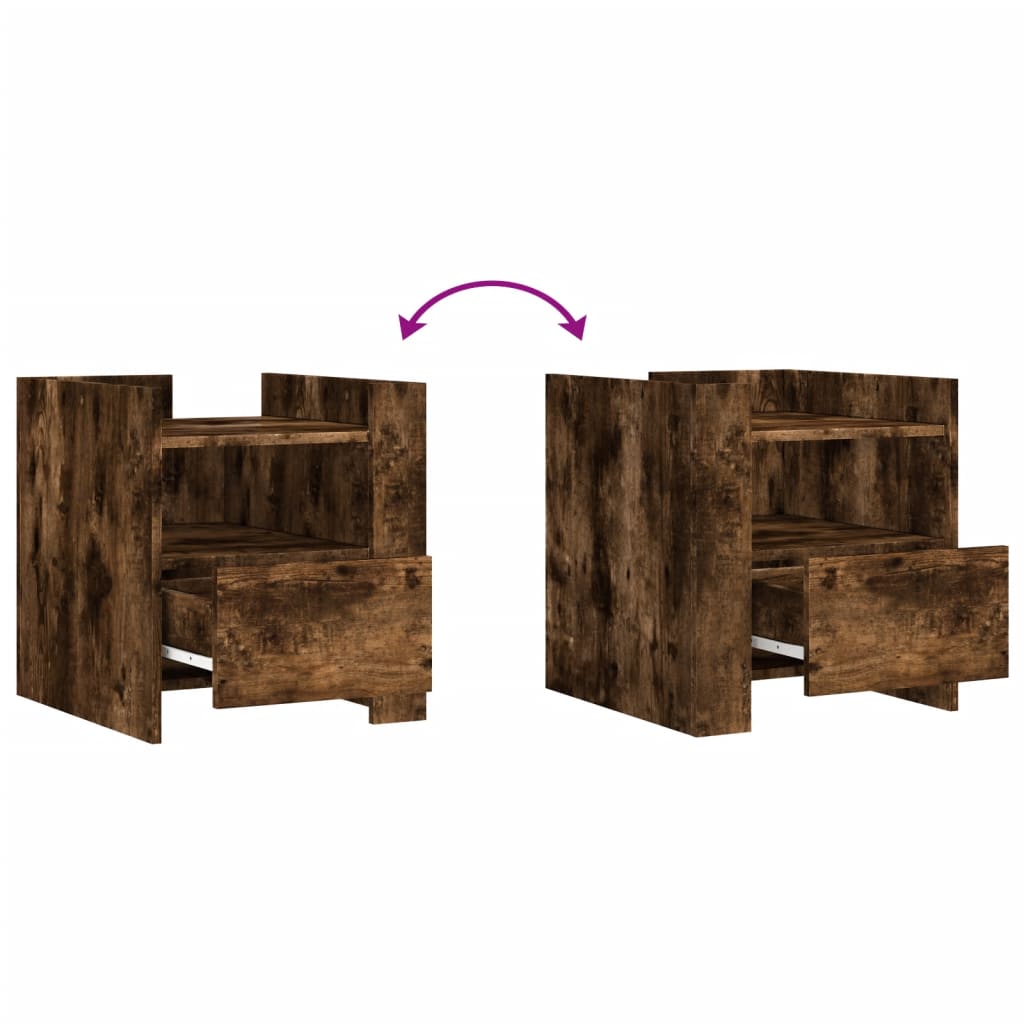 vidaXL Bedside Cabinet Smoked Oak 45x50x50 cm Engineered Wood