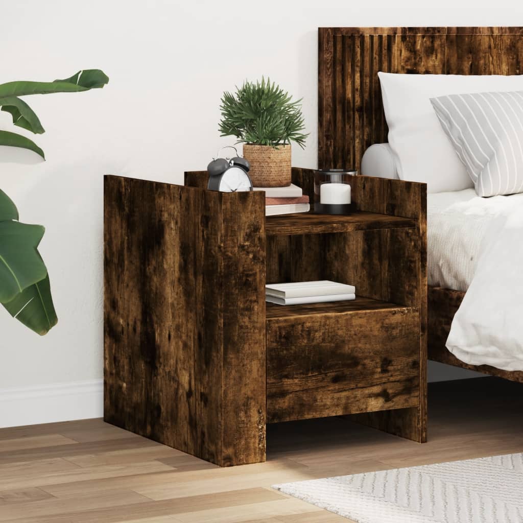 vidaXL Bedside Cabinet Smoked Oak 45x50x50 cm Engineered Wood