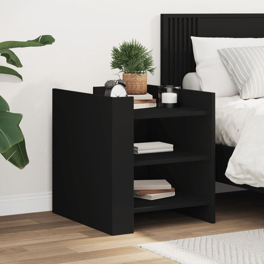 vidaXL Bedside Cabinet Black 45x50x50 cm Engineered Wood