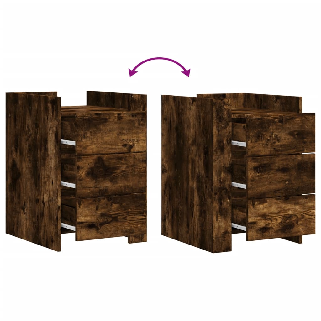 vidaXL Bedside Cabinet Smoked Oak 45x50x65 cm Engineered Wood
