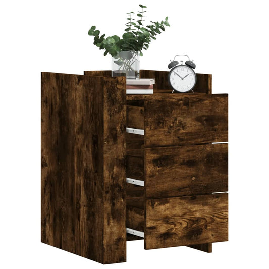 vidaXL Bedside Cabinet Smoked Oak 45x50x65 cm Engineered Wood