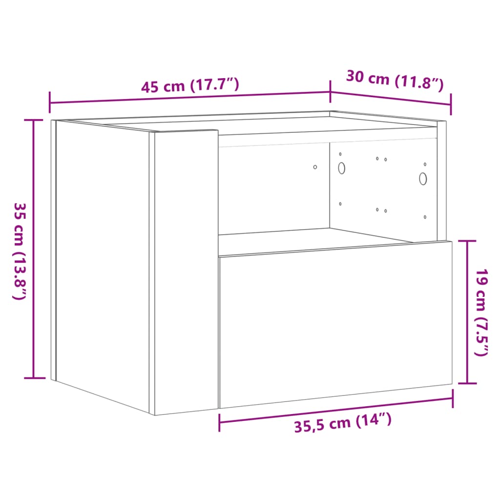 vidaXL Wall-mounted Bedside Cabinets 2 pcs White 45x30x35 cm