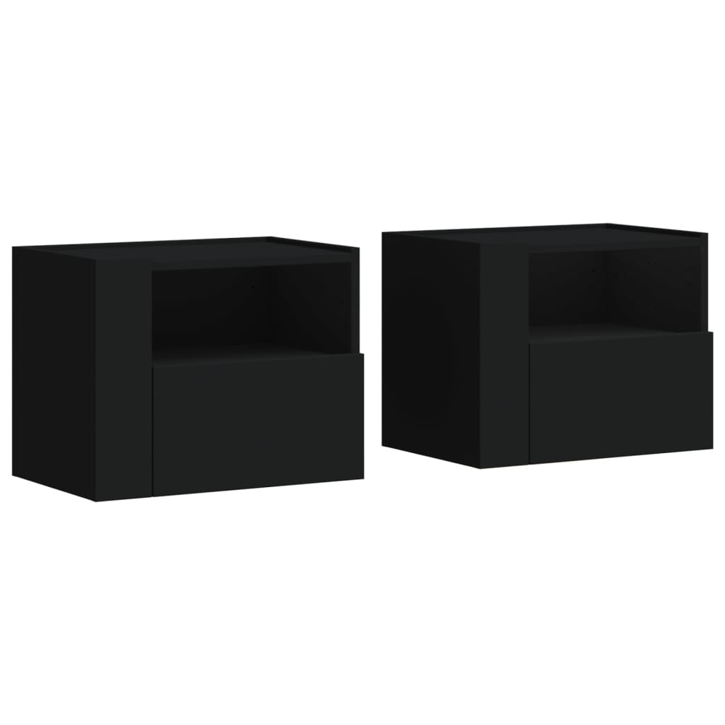 vidaXL Wall-mounted Bedside Cabinets 2 pcs Black 45x30x35 cm