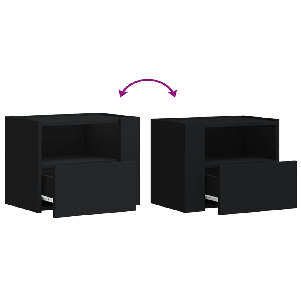 vidaXL Wall-mounted Bedside Cabinets 2 pcs Black 45x30x35 cm