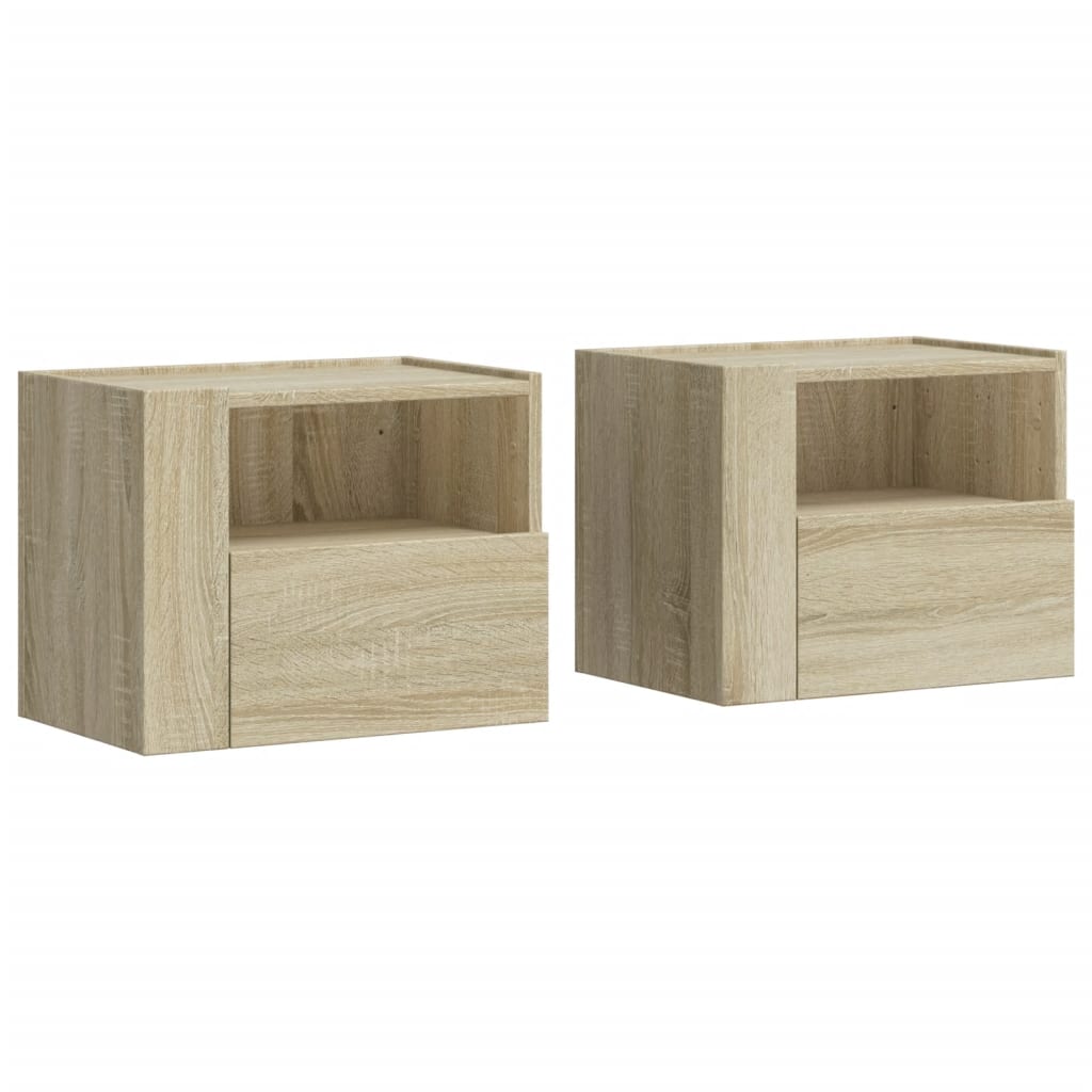 vidaXL Wall-mounted Bedside Cabinets 2 pcs Sonoma Oak 45x30x35 cm