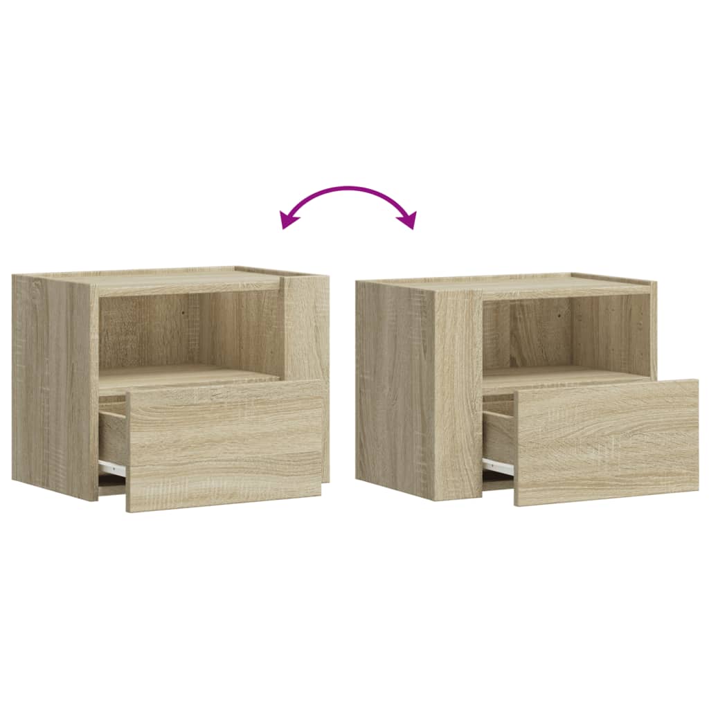 vidaXL Wall-mounted Bedside Cabinets 2 pcs Sonoma Oak 45x30x35 cm