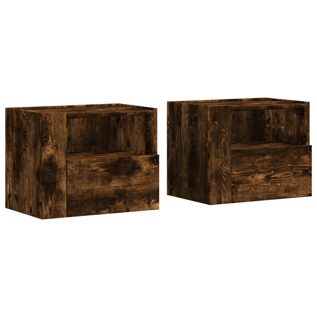 vidaXL Wall-mounted Bedside Cabinets 2 pcs Smoked Oak 45x30x35 cm