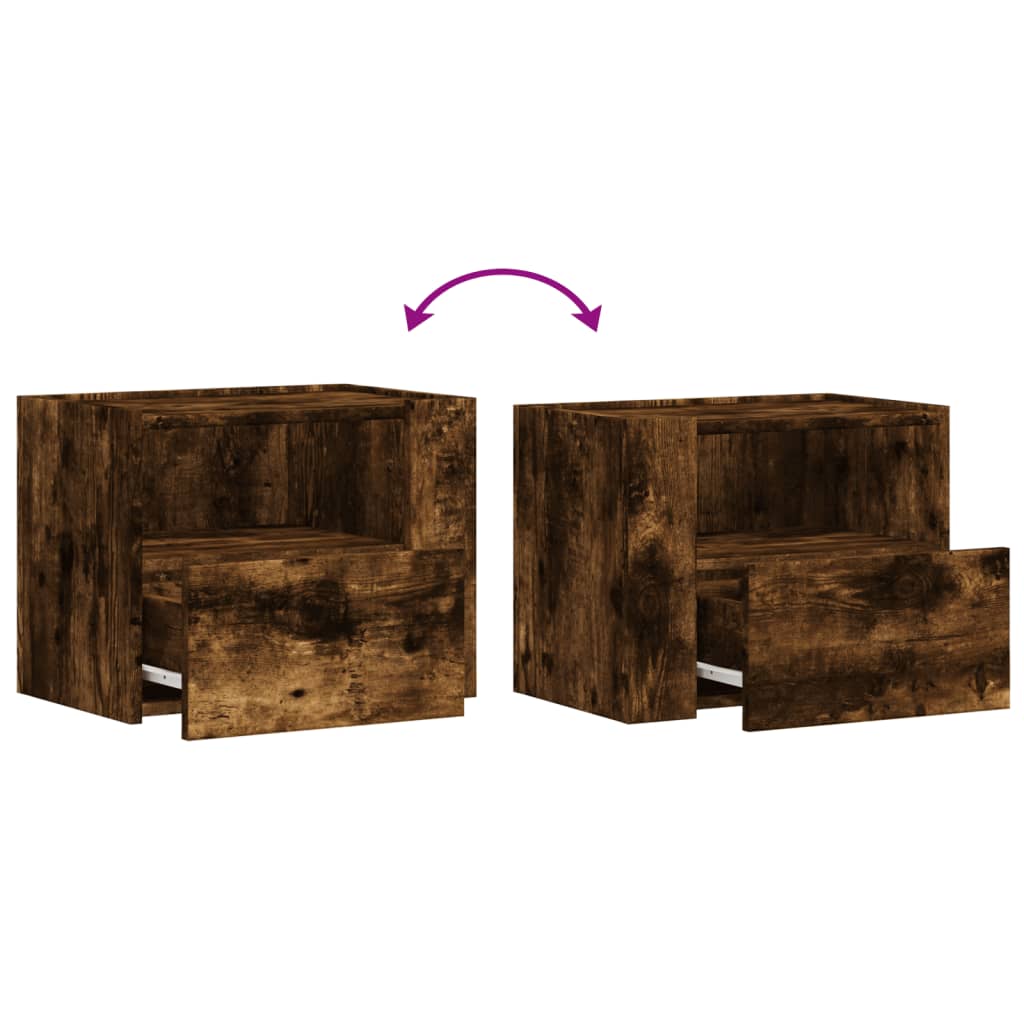 vidaXL Wall-mounted Bedside Cabinets 2 pcs Smoked Oak 45x30x35 cm