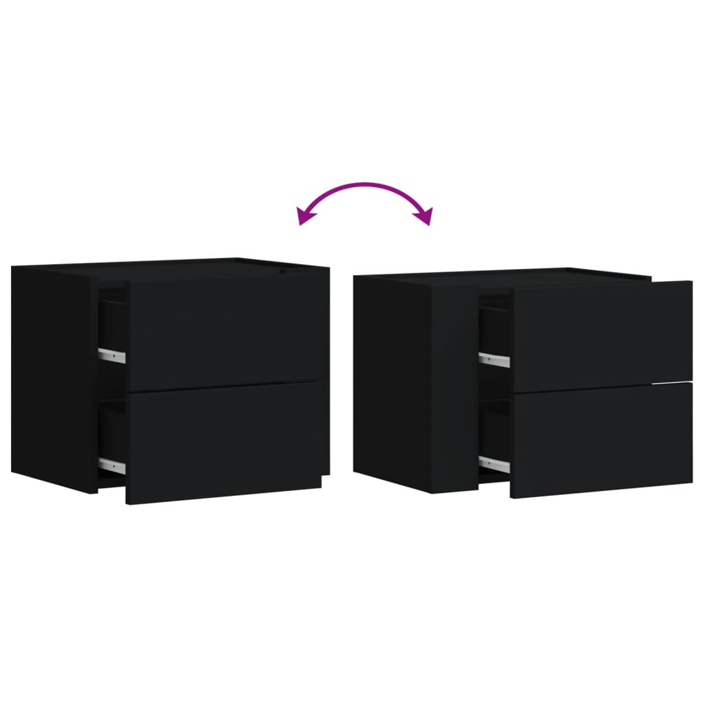 vidaXL Wall-mounted Bedside Cabinets 2 pcs Black 45x30x35 cm