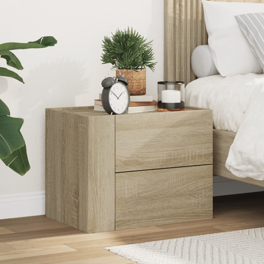 vidaXL Wall-mounted Bedside Cabinet Sonoma Oak 45x30x35 cm