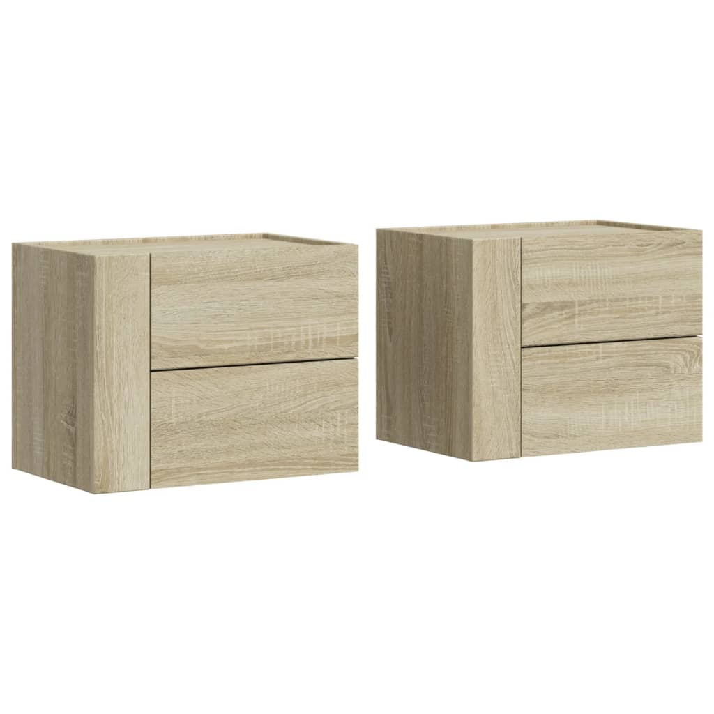 vidaXL Wall-mounted Bedside Cabinets 2 pcs Sonoma Oak 45x30x35 cm