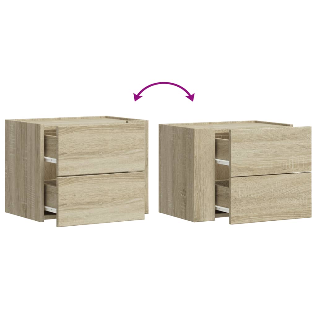 vidaXL Wall-mounted Bedside Cabinets 2 pcs Sonoma Oak 45x30x35 cm