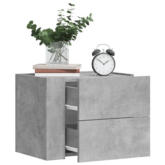 vidaXL Wall-mounted Bedside Cabinets 2 pcs Concrete Grey 45x30x35 cm