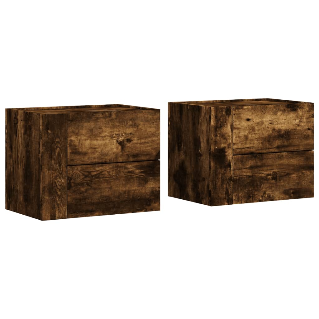 vidaXL Wall-mounted Bedside Cabinets 2 pcs Smoked Oak 45x30x35 cm