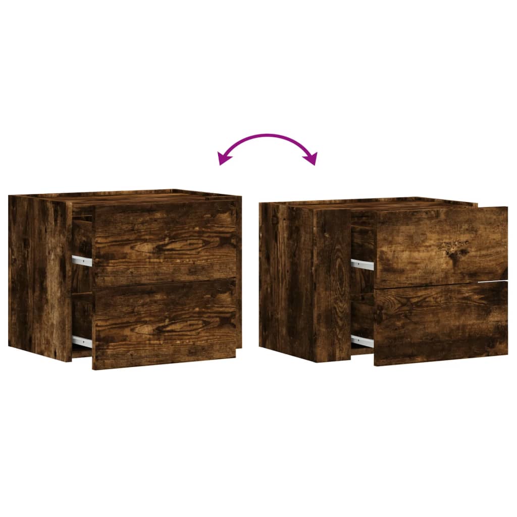 vidaXL Wall-mounted Bedside Cabinets 2 pcs Smoked Oak 45x30x35 cm