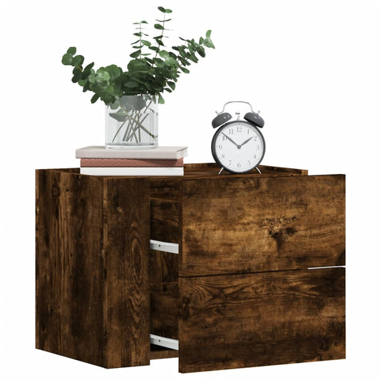 vidaXL Wall-mounted Bedside Cabinets 2 pcs Smoked Oak 45x30x35 cm