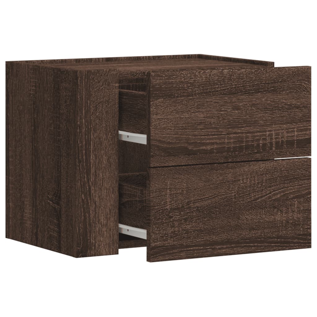 vidaXL Wall-mounted Bedside Cabinet Brown Oak 45x30x35 cm