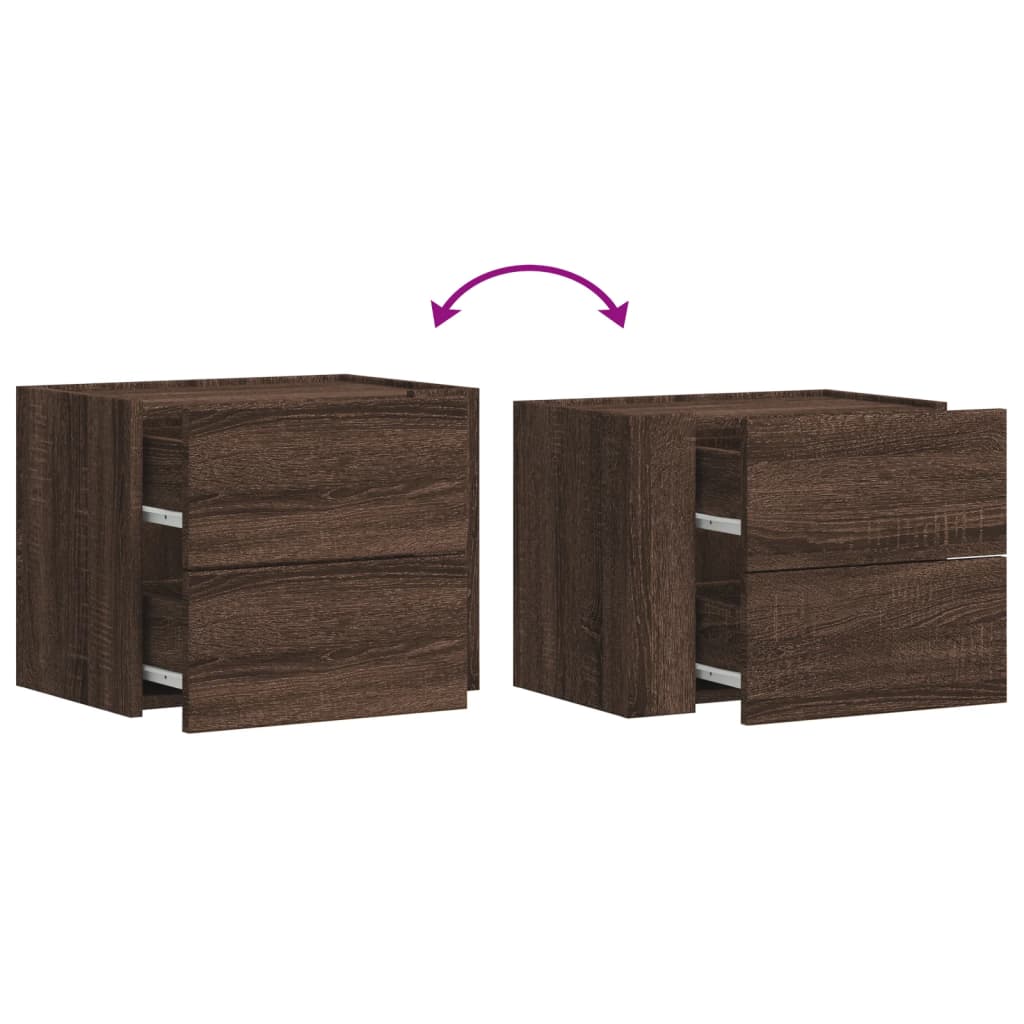 vidaXL Wall-mounted Bedside Cabinet Brown Oak 45x30x35 cm