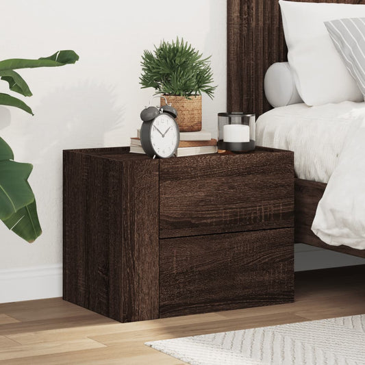 vidaXL Wall-mounted Bedside Cabinet Brown Oak 45x30x35 cm