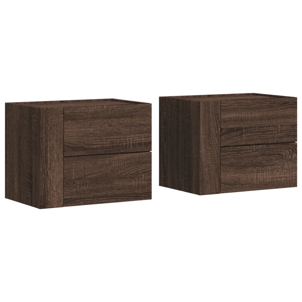 vidaXL Wall-mounted Bedside Cabinets 2 pcs Brown Oak 45x30x35 cm