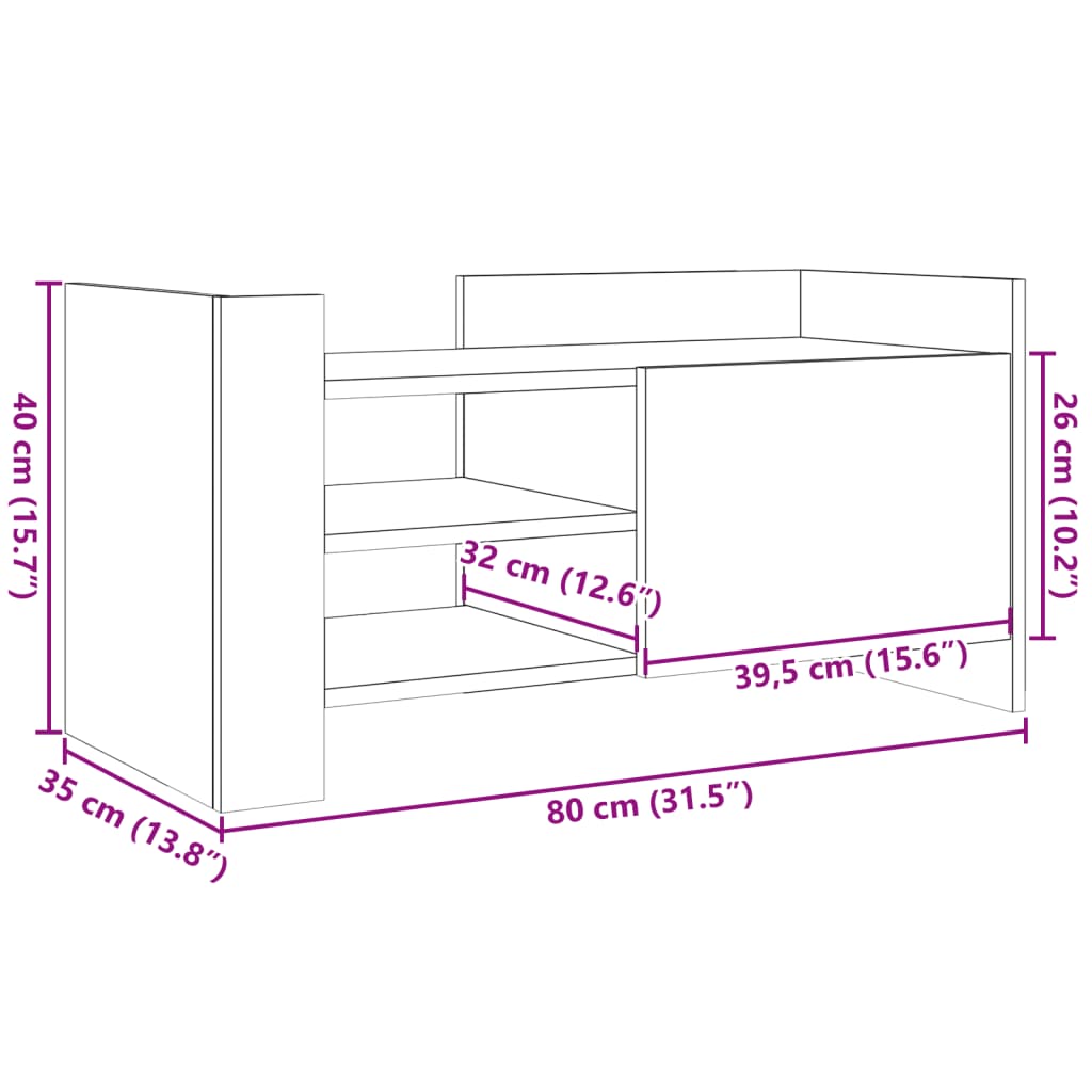 TV Cabinet Black 80x35x40 cm Engineered Wood