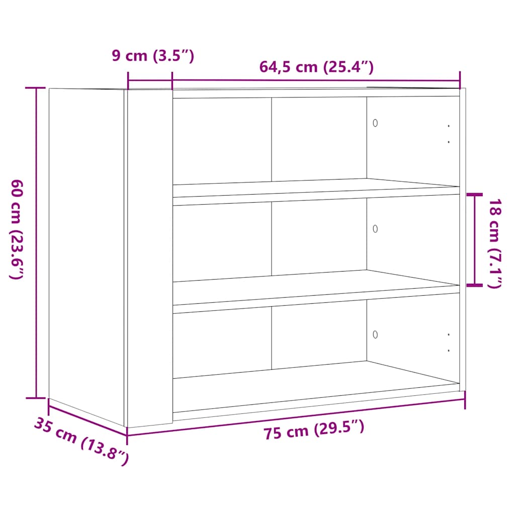 Wall Cabinet White 75x35x60 cm Engineered Wood