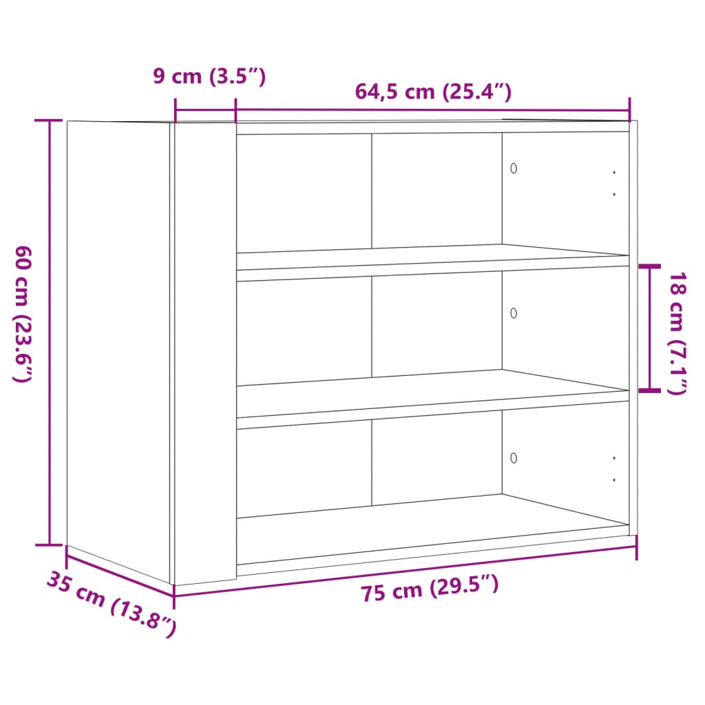 vidaXL Wall Cabinet Sonoma Oak 75x35x60 cm Engineered Wood