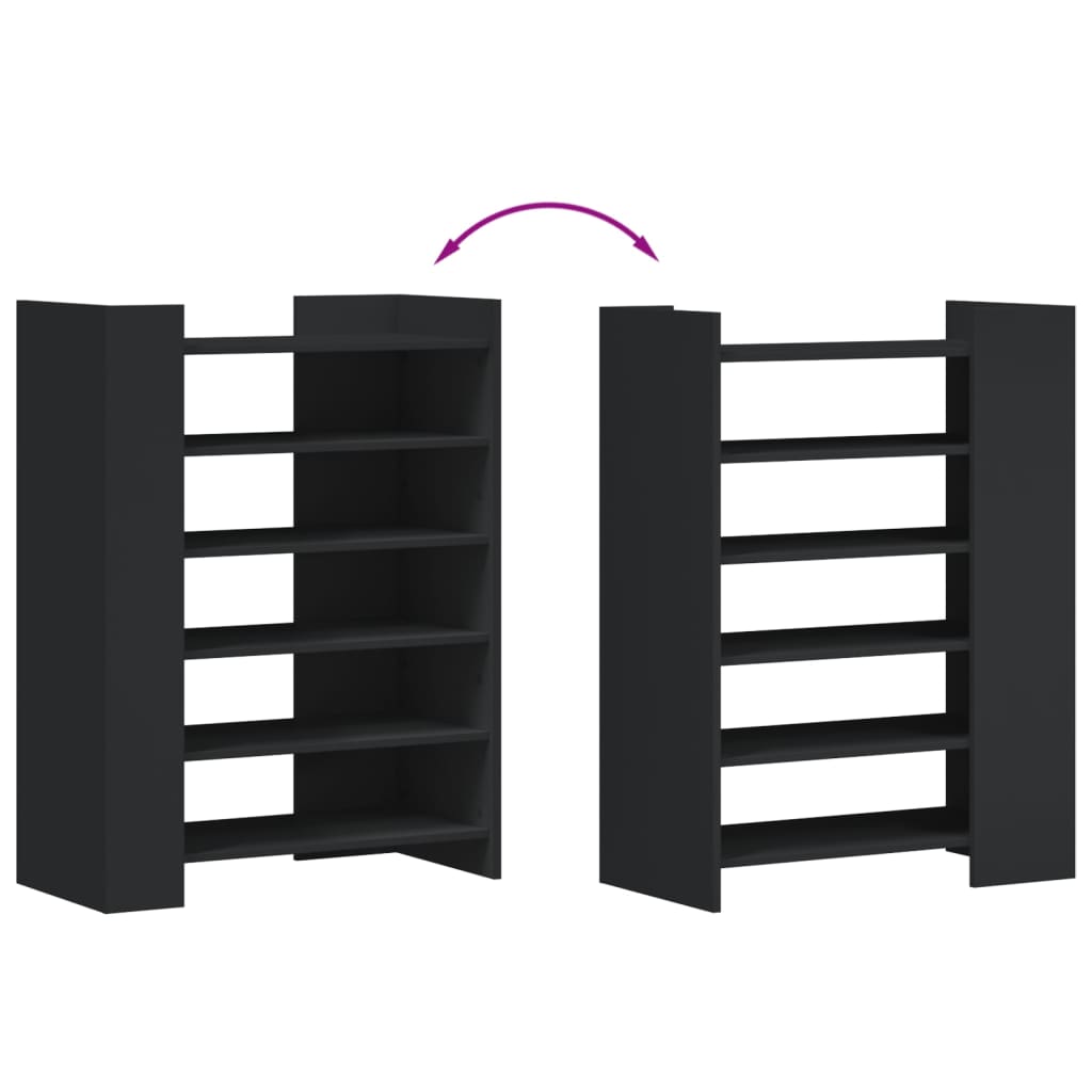 vidaXL Shoe Cabinet Black 74.5x37.5x100 cm Engineered Wood