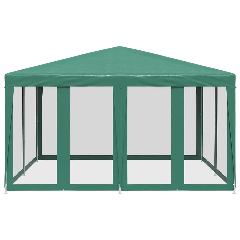 Party Tent with 8 Mesh Sidewalls Green 4x4 m HDPE