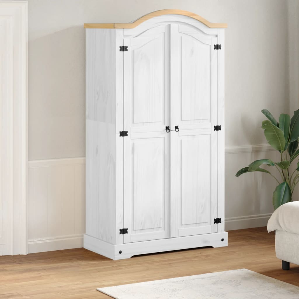 vidaXL Wardrobe Corona White 102x52x186 cm Solid Wood Pine