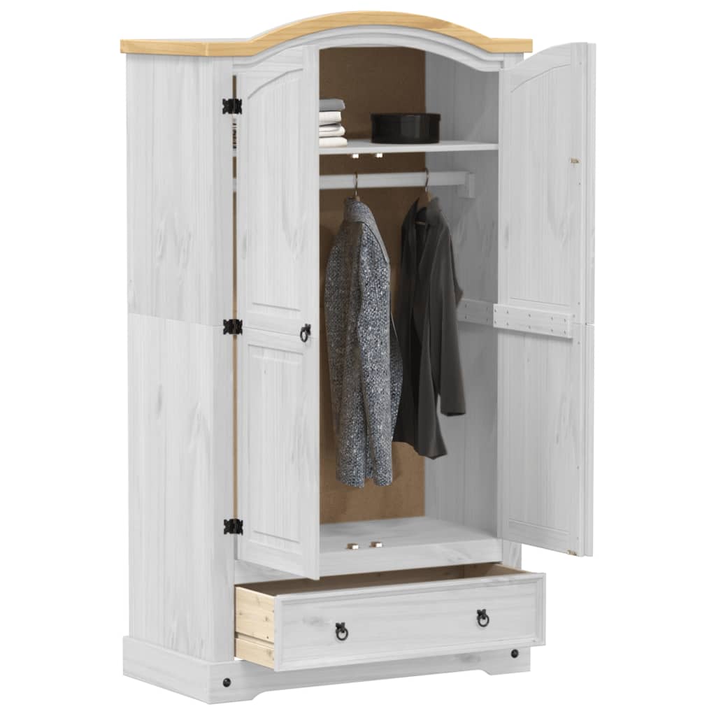 vidaXL Wardrobe Corona White 102x52x186 cm Solid Wood Pine