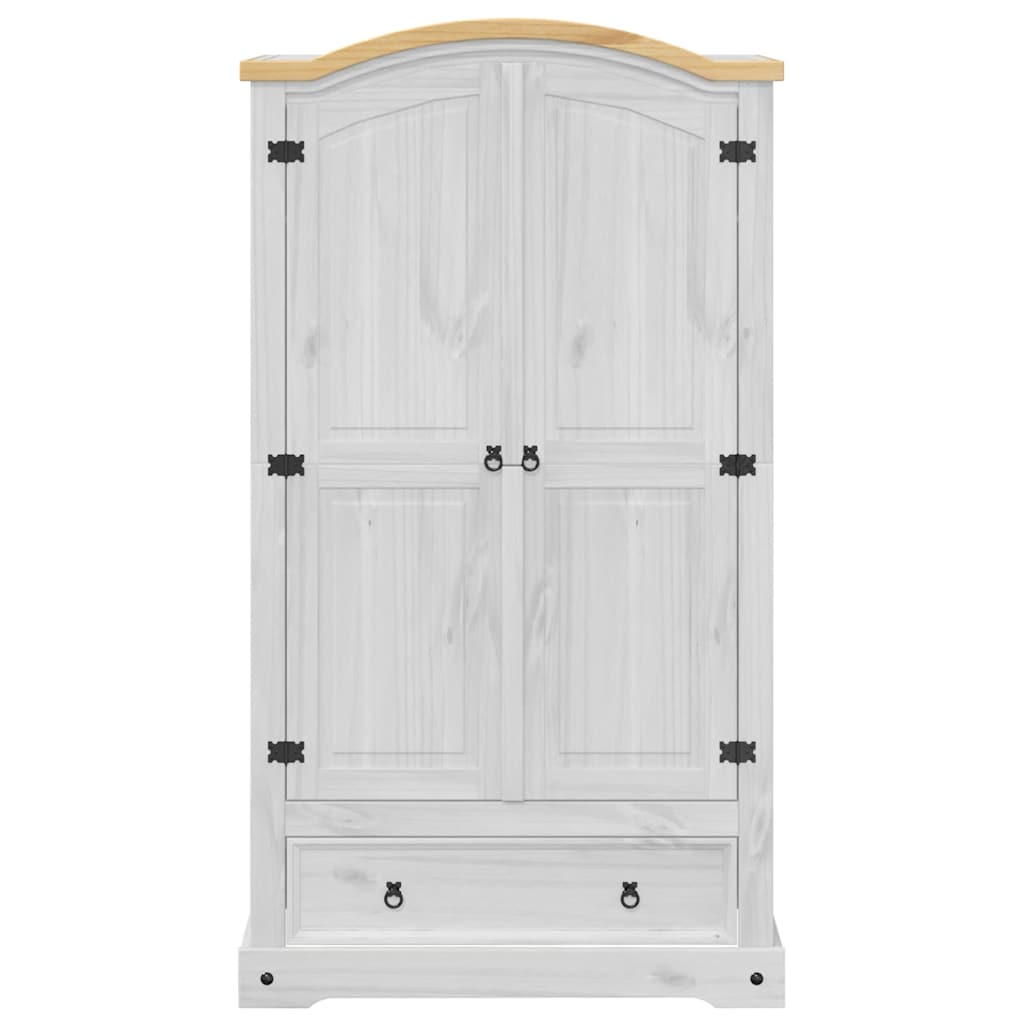 Wardrobe Corona White 102x52x186 cm Solid Wood Pine
