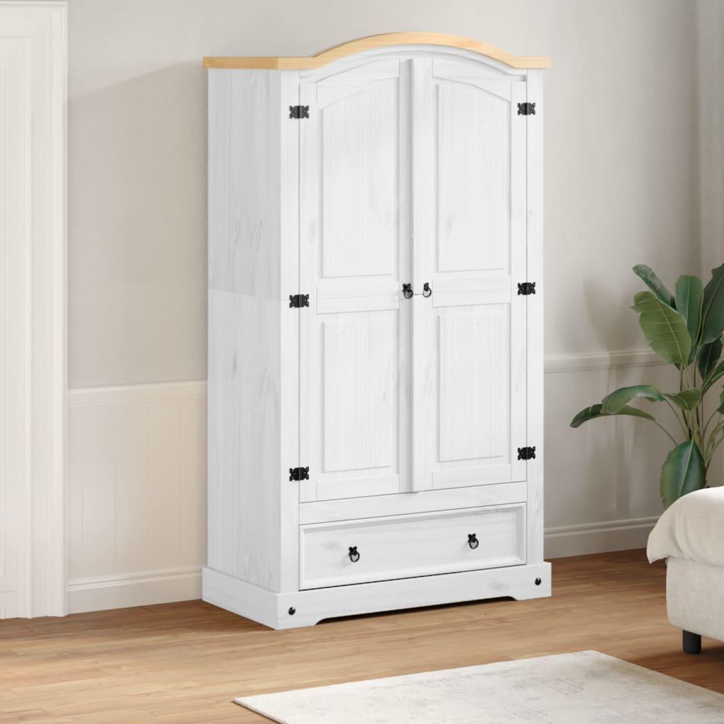 vidaXL Wardrobe Corona White 102x52x186 cm Solid Wood Pine