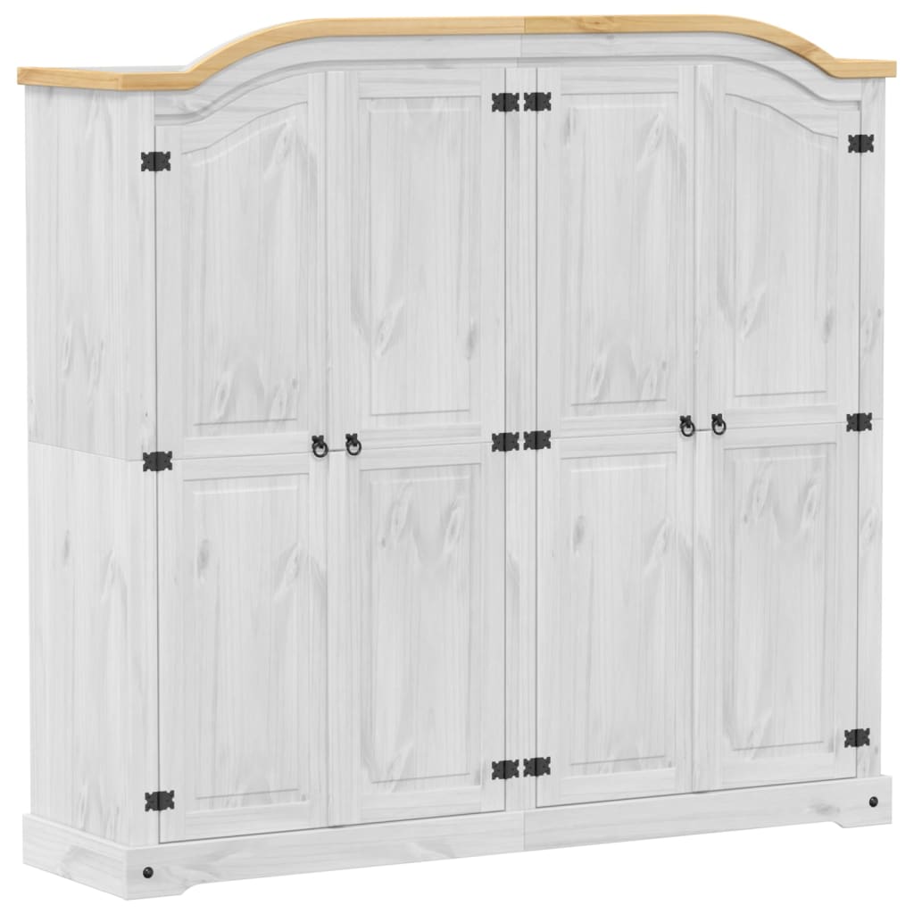 vidaXL Wardrobe Corona White 194x52x186 cm Solid Wood Pine