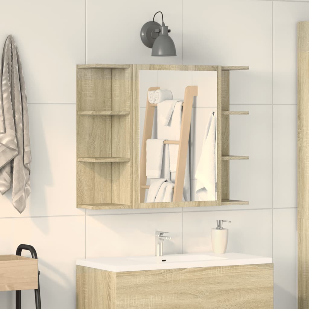 Bathroom Mirror Cabinet Sonoma Oak 80x20.5x64cm Engineered Wood