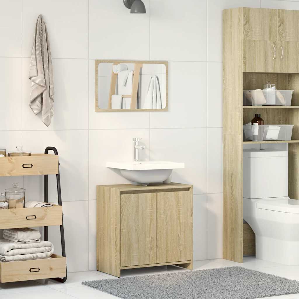 2 Piece Bathroom Furniture Set Sonoma Oak Engineered Wood