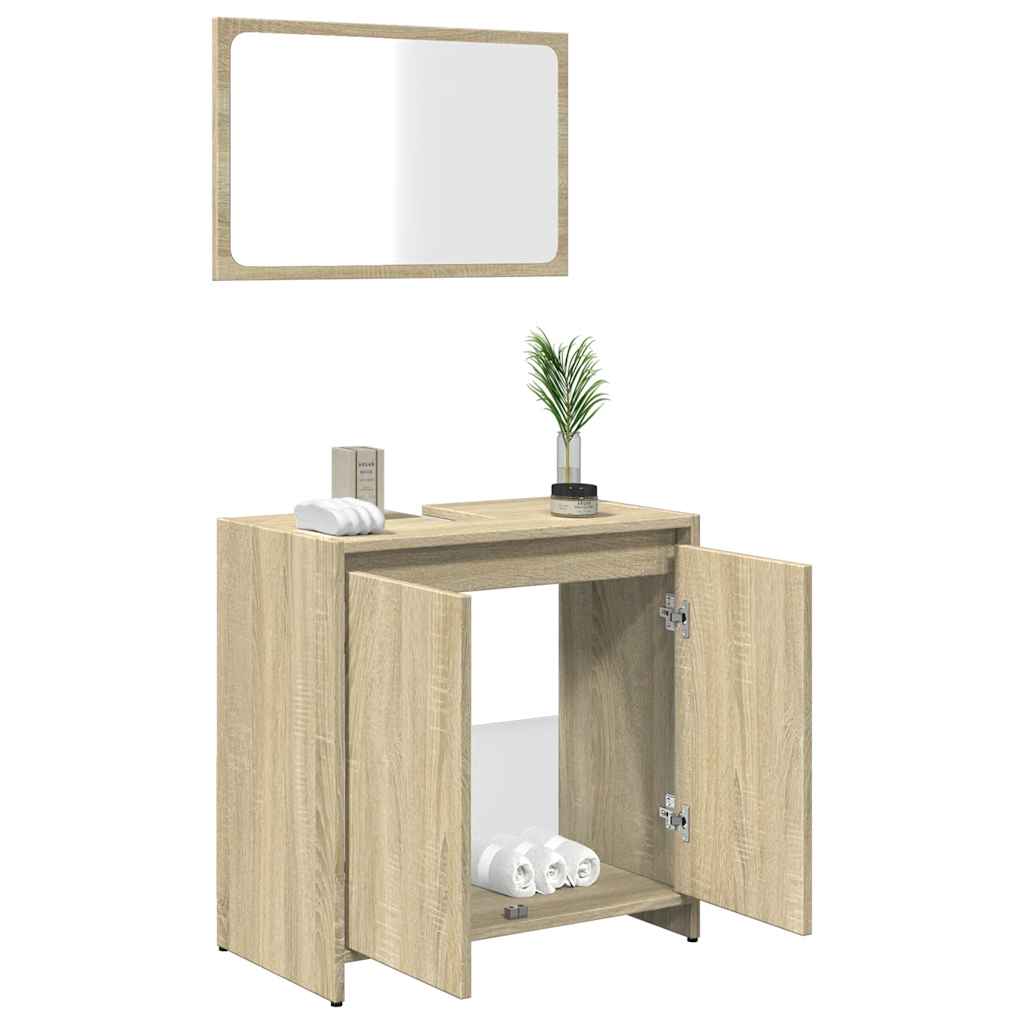 2 Piece Bathroom Furniture Set Sonoma Oak Engineered Wood