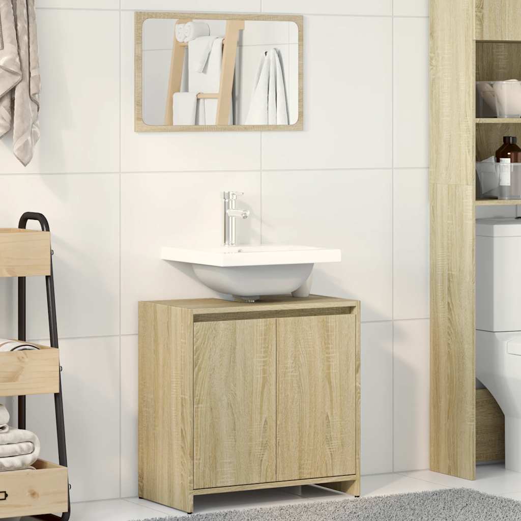 2 Piece Bathroom Furniture Set Sonoma Oak Engineered Wood