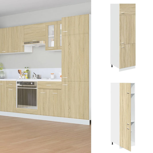 vidaXL Refrigerator Cabinet Sonoma Oak 60x57x207 cm Engineered Wood