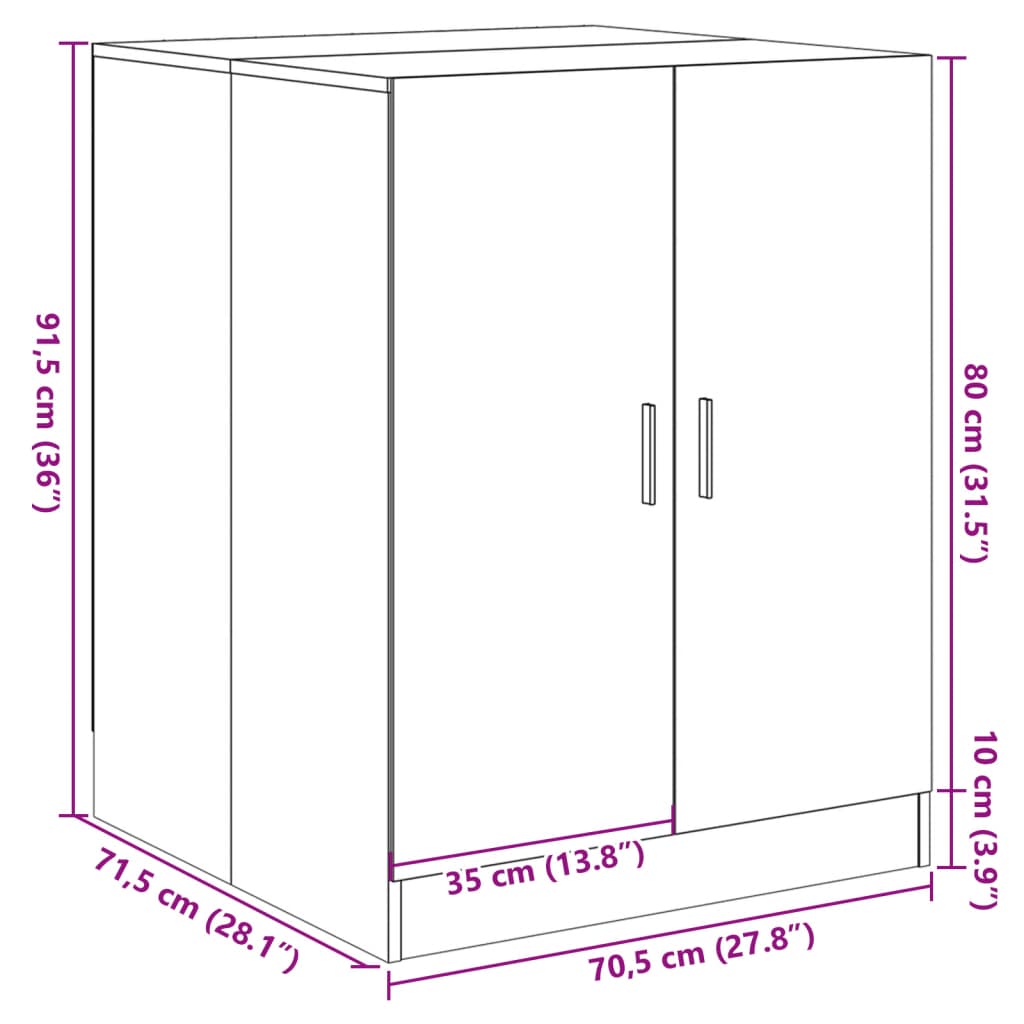 vidaXL Washing Machine Cabinet Sonoma Oak 70.5x71.5x91.5 cm