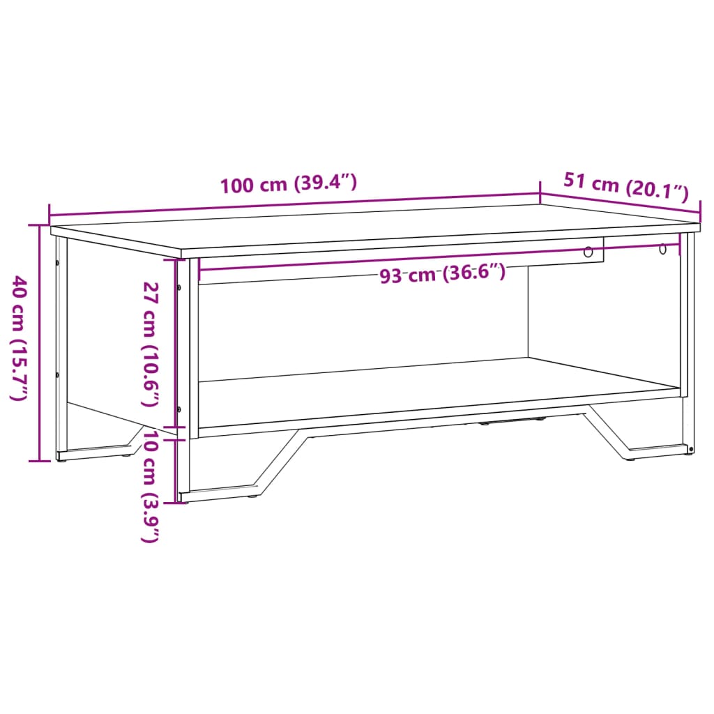 vidaXL Coffee Table Black 100x51x40 cm Engineered Wood