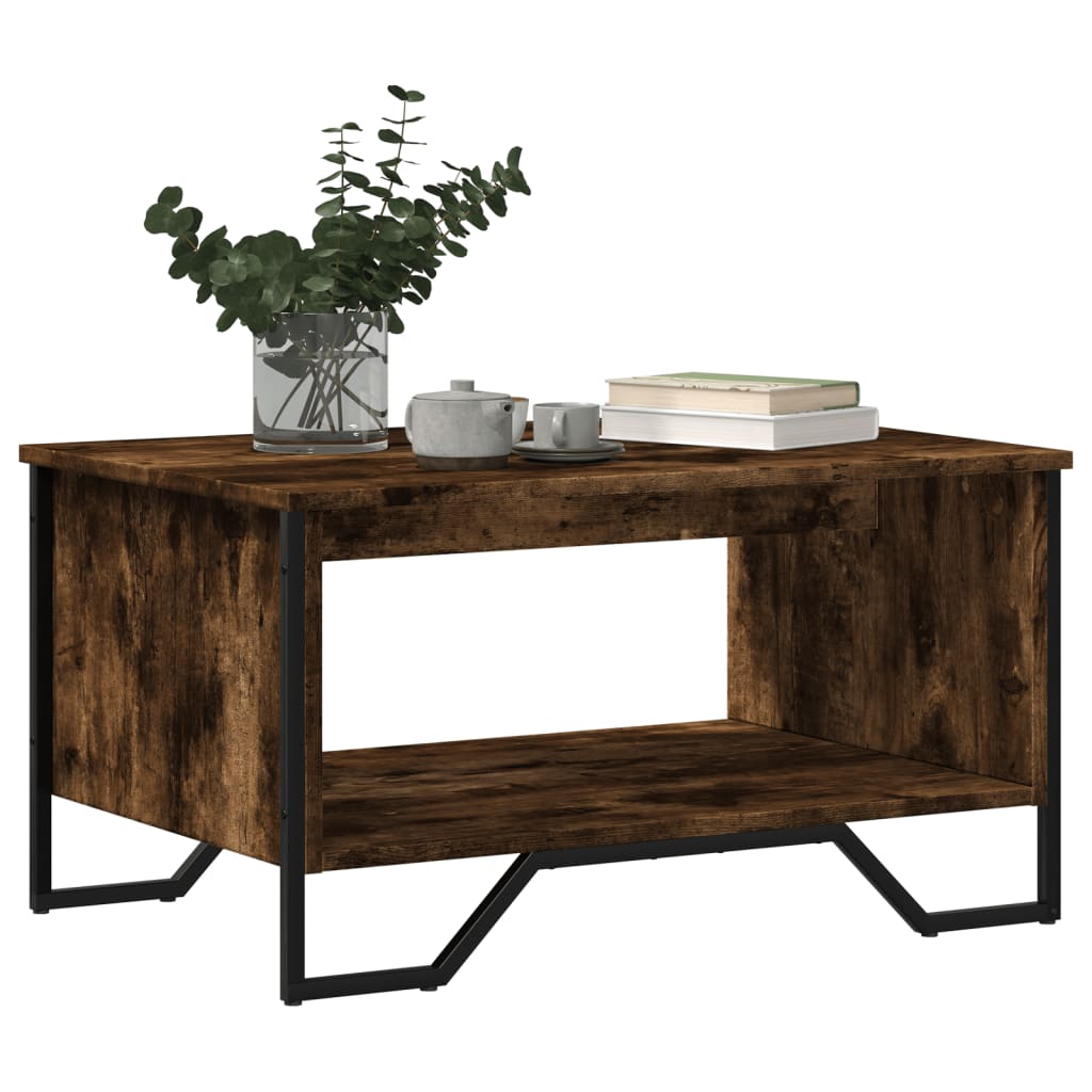 Coffee Table Smoked Oak 75x51x40 cm Engineered Wood
